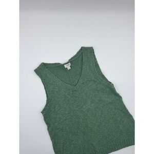 J. Crew Knitted Green V Neck Sweater Tank Boho Cleangirl